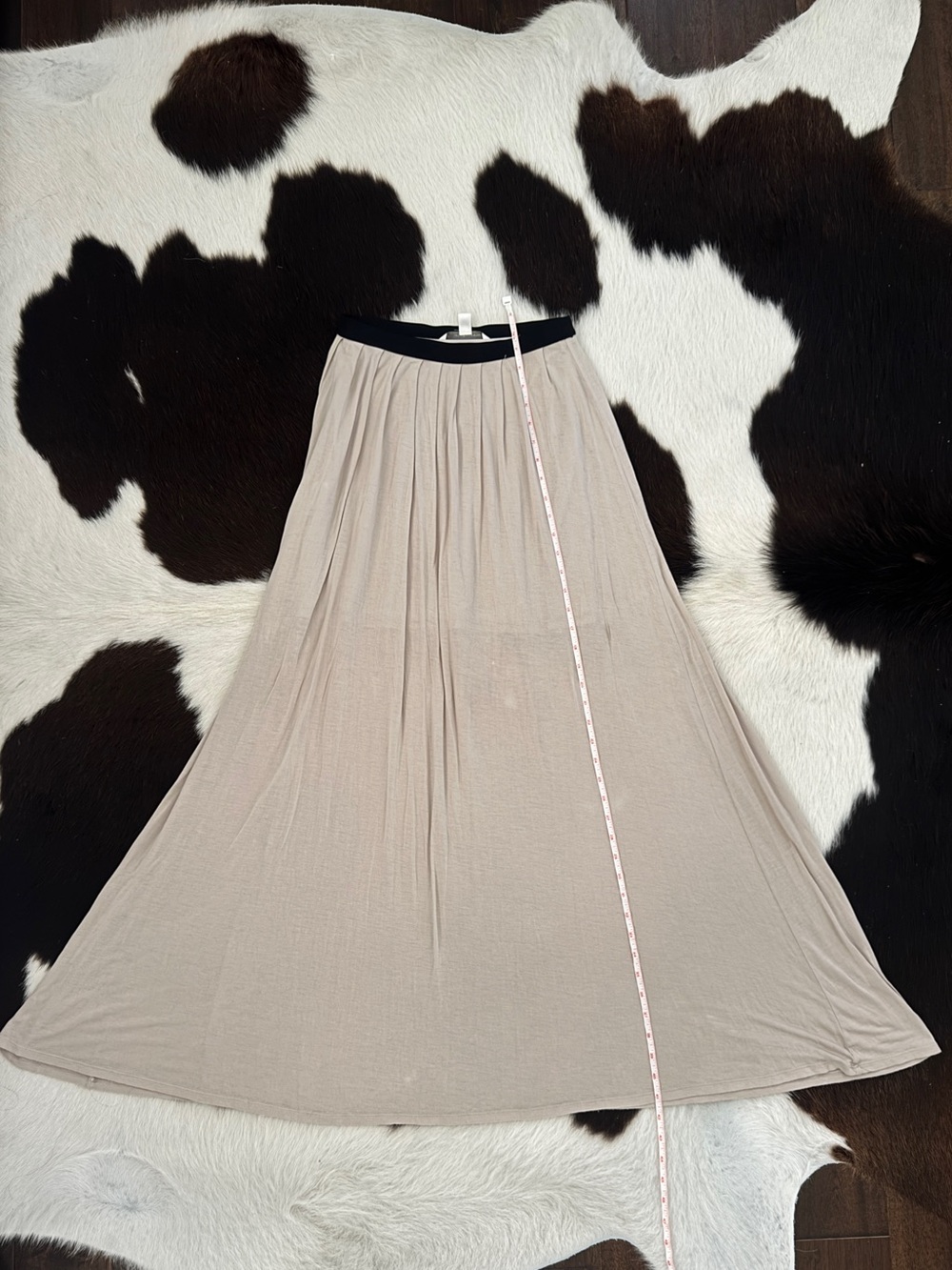 LC Lauren Conrad Taupe Maxi Skirt with Black Waistband